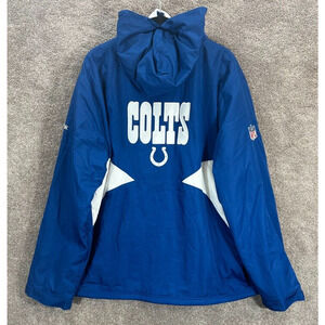 Indianapolis Colts NFL Jacket‎ Mens Large Blue Reebok Full Zip Hood Sideline NWT